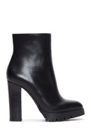 Women's Black Leather Platform Heeled Boots | Derimod