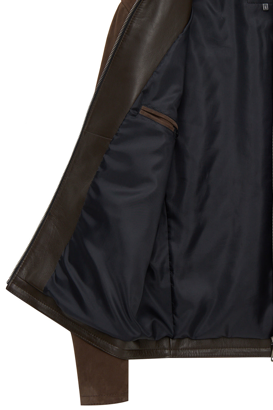 Neymar Men's Chestnut Man Collar Slim-Fit Suede Leather Jacket