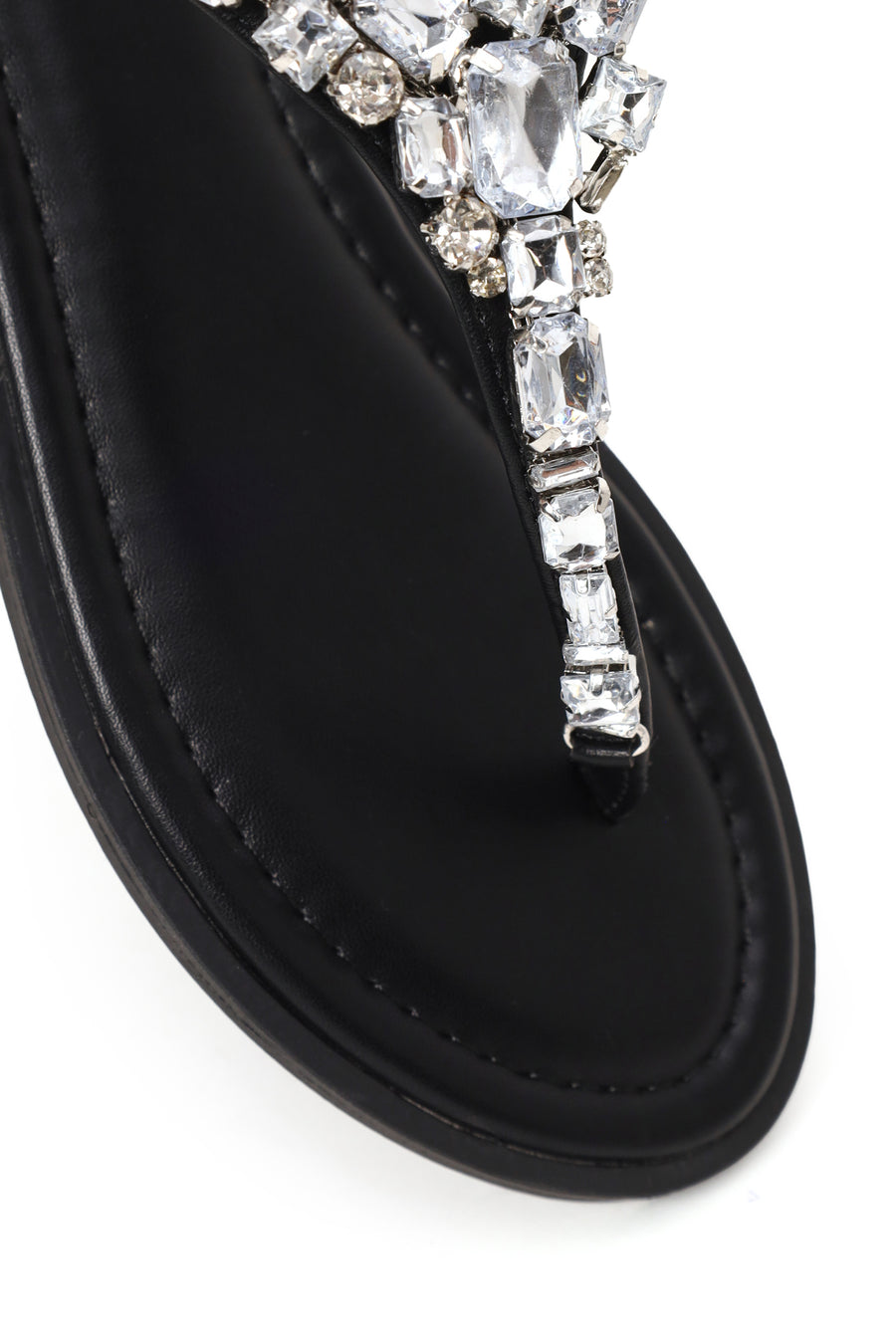 Woman Black Stone-Embellished Flip-Flop Sandal