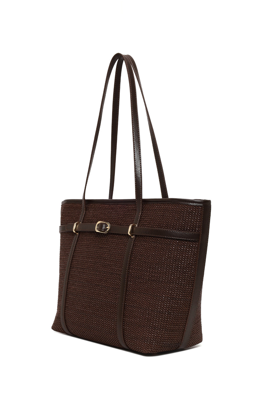 Woman Brown Straw Shoulder Bag