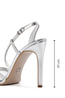 Women's Silver Ankle Strap Thin Heel Sandals | Derimod