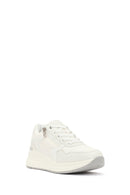 Woman White Side-Zip Lace-Up Thick-Sole Sneakers | Derimod