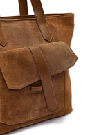 Woman Tan Long-Strap Suede Shoulder Bag | Derimod