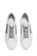 Men's White Green Patterned Leather Thick Soled Sneaker | Derimod