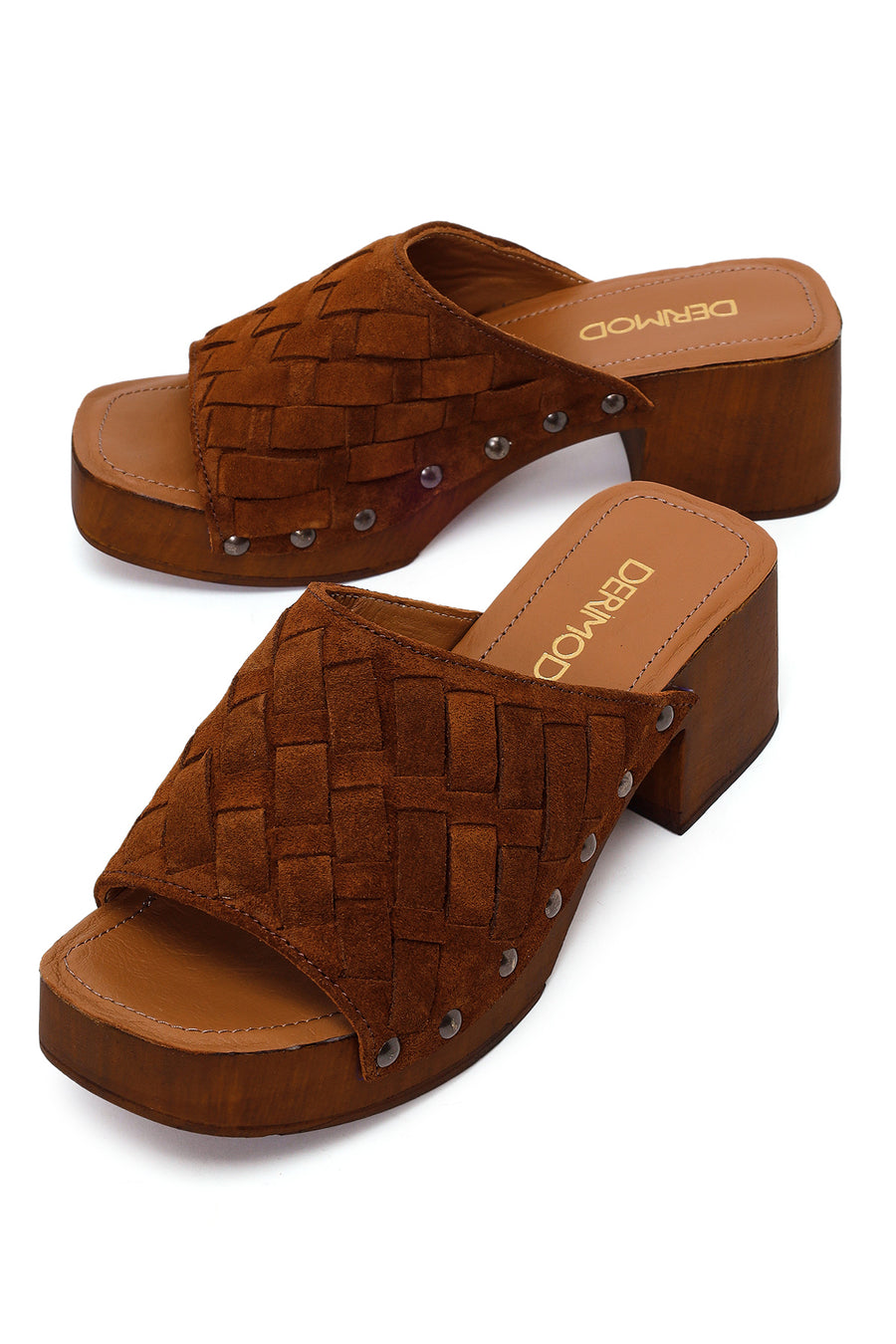 Woman Taba Short Thick-Heeled Suede Slipper