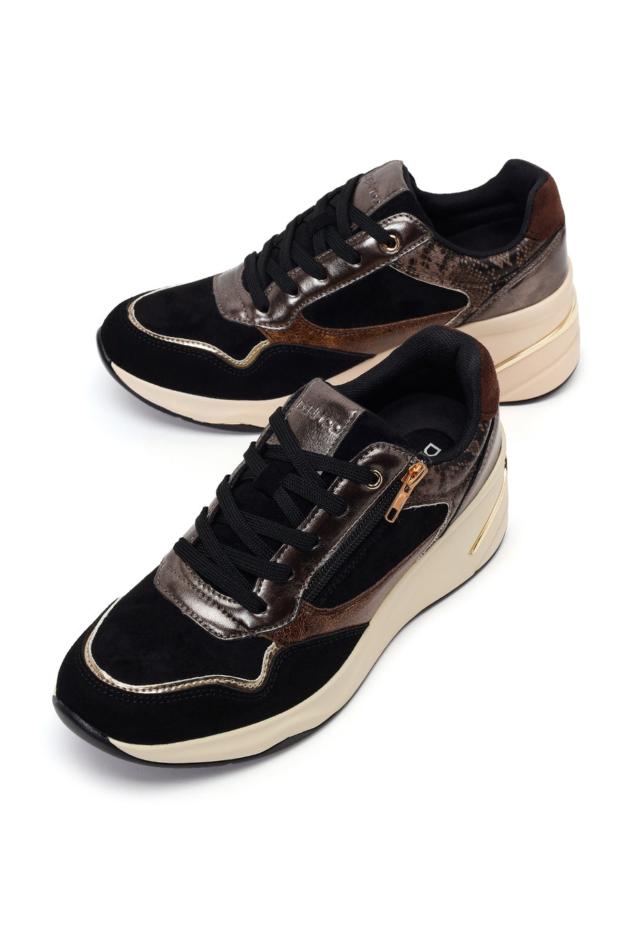 Kadın Siyah Bağcıklı Dolgu Topuklu Sneaker