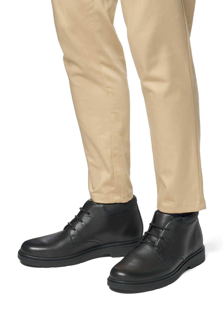 Geox Men's Black Spherica Ec1 Lace-Up Leather Casual Boots