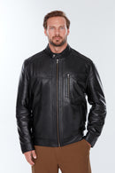 Ford (Plus) Men's Black Leather Jacket | Derimod