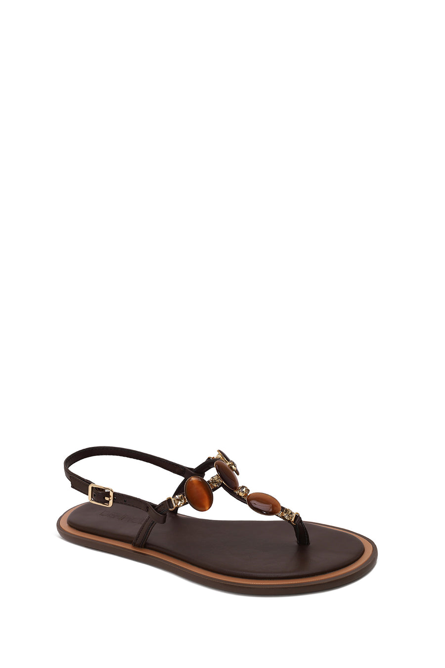Woman Brown Embellished Toe-Post Sandal