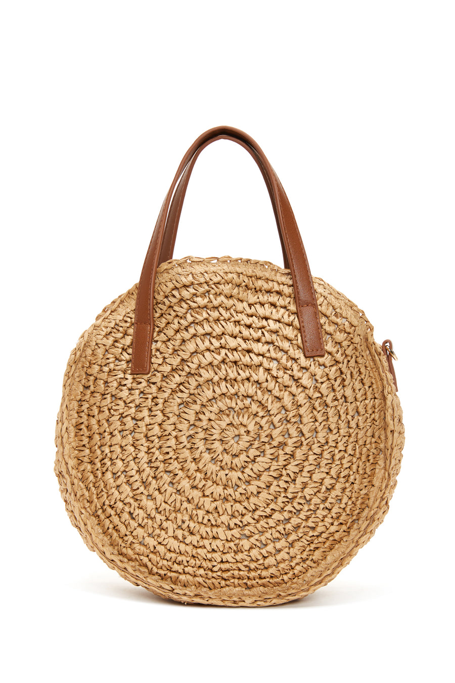 Women's Brown Straw Shoulder Bag with Accessories