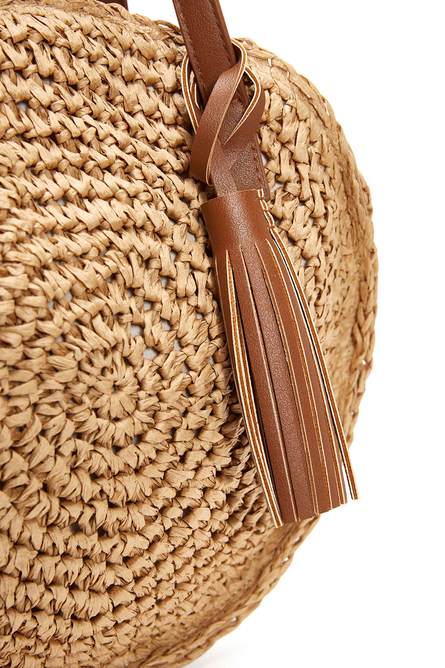 Women's Brown Straw Shoulder Bag with Accessories