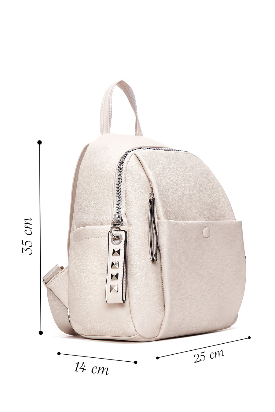 Women's Beige Faux Leather Backpack
