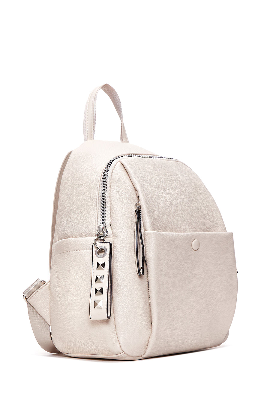 Women's Beige Faux Leather Backpack