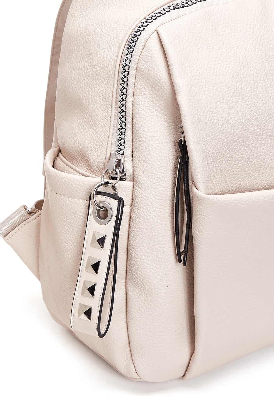 Women's Beige Faux Leather Backpack