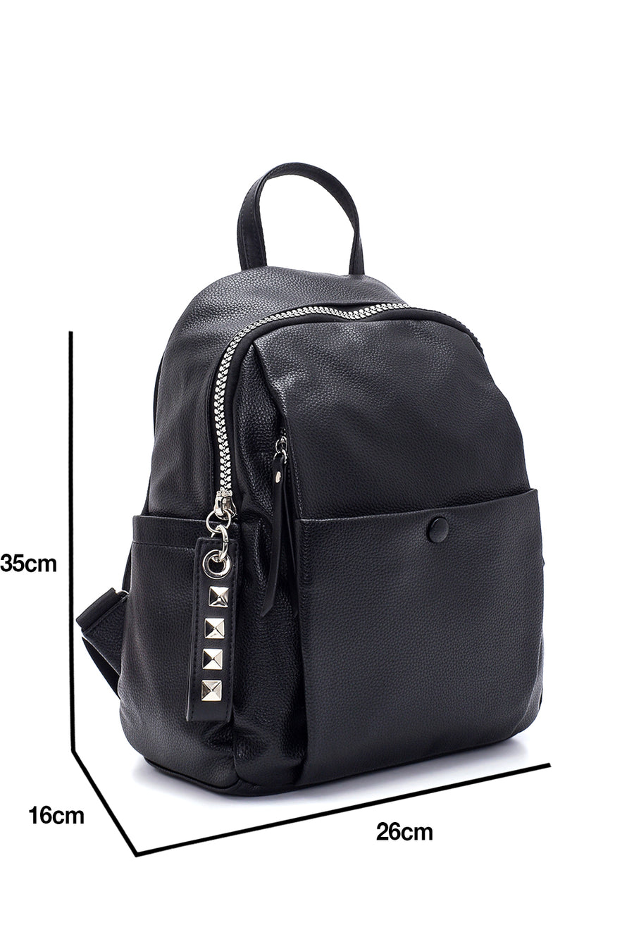 Women's Black Faux Leather Backpack