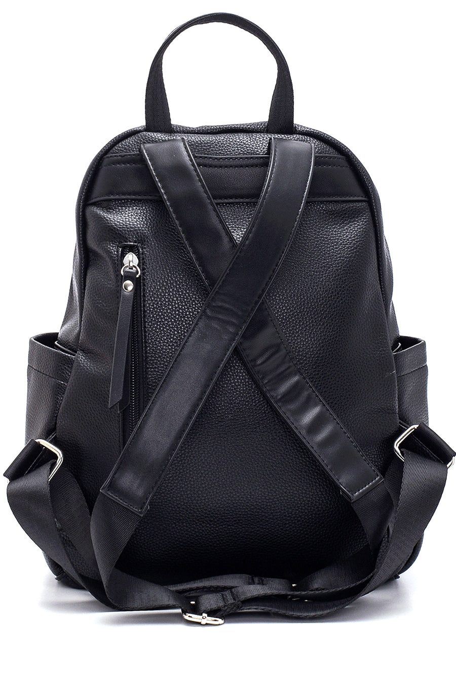 Women's Black Faux Leather Backpack