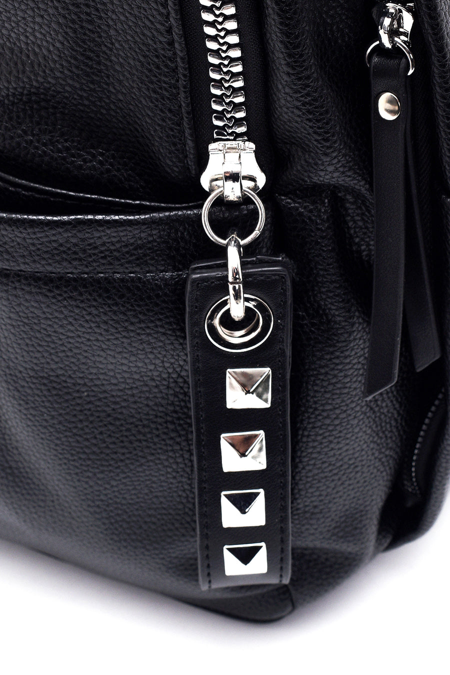 Women's Black Faux Leather Backpack