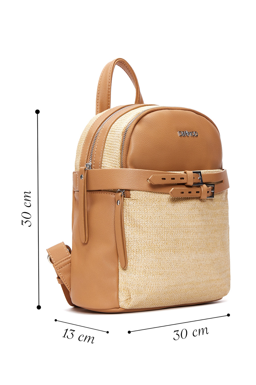 Women's Beige Faux Leather Backpack