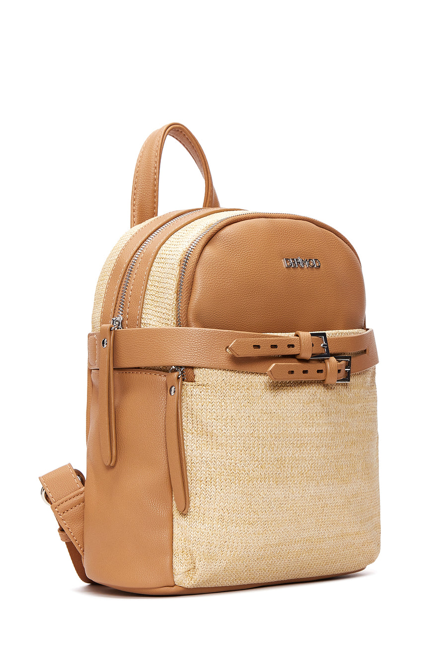 Women's Beige Faux Leather Backpack