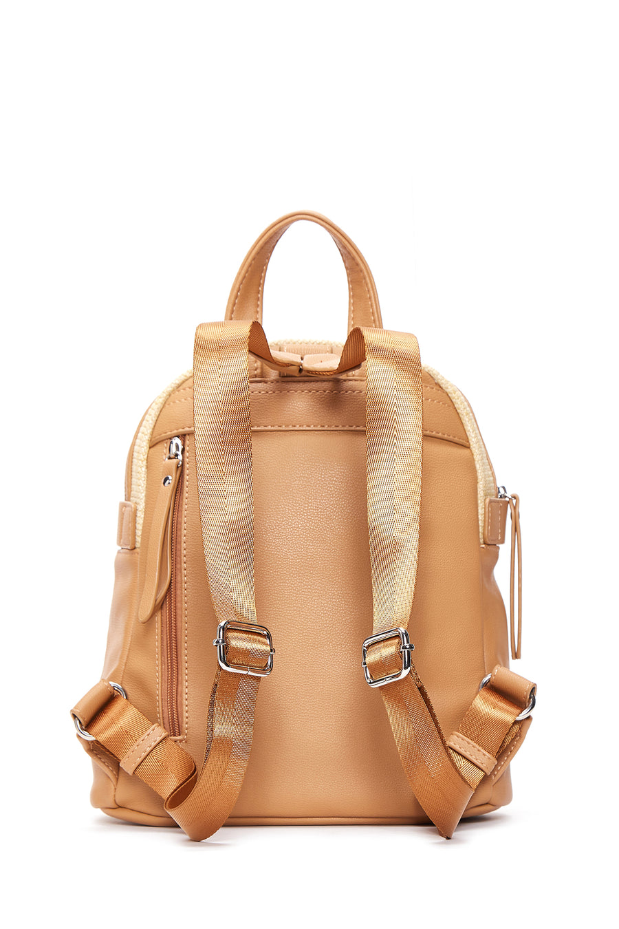 Women's Beige Faux Leather Backpack