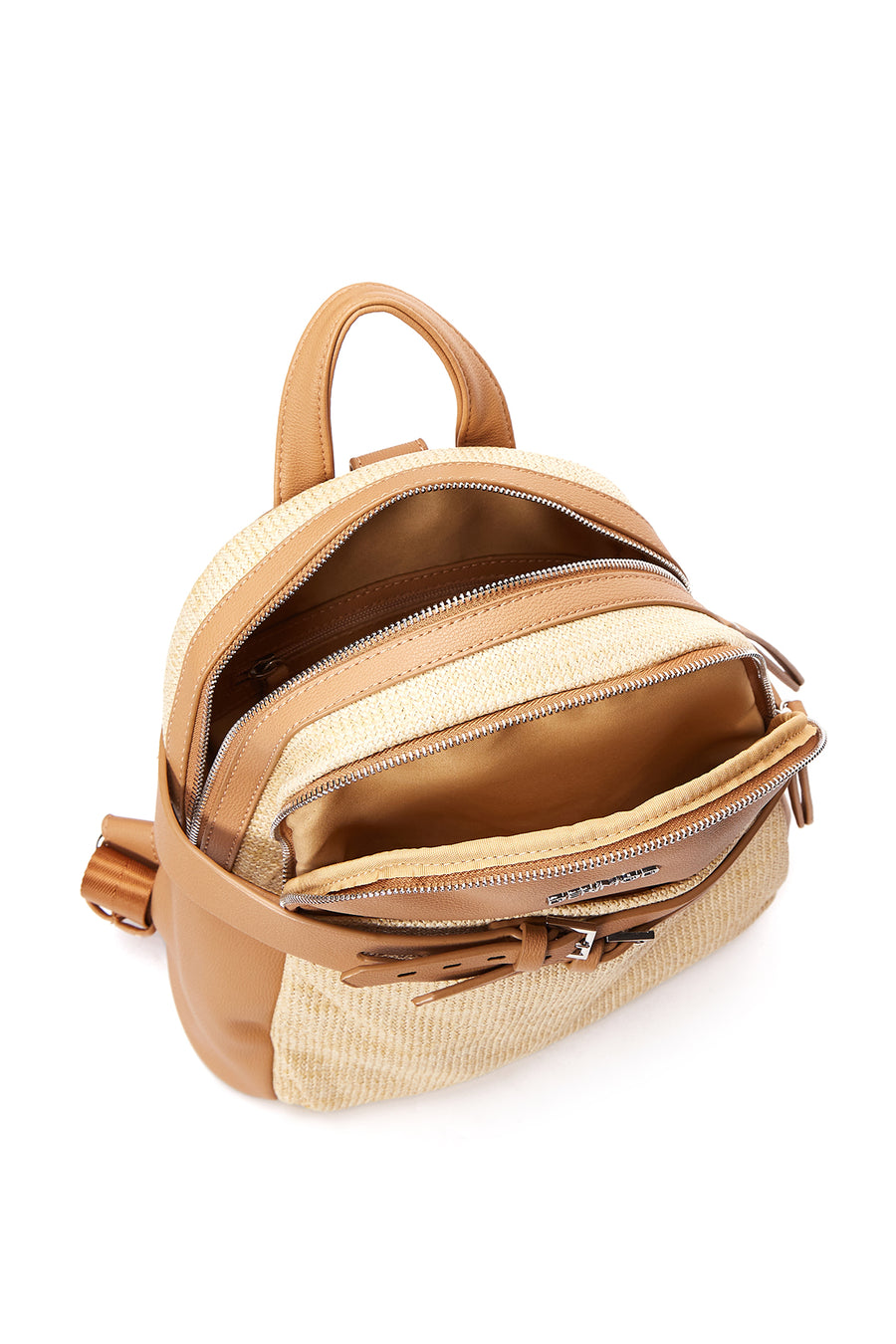 Women's Beige Faux Leather Backpack