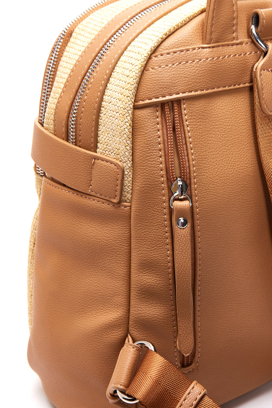 Women's Beige Faux Leather Backpack