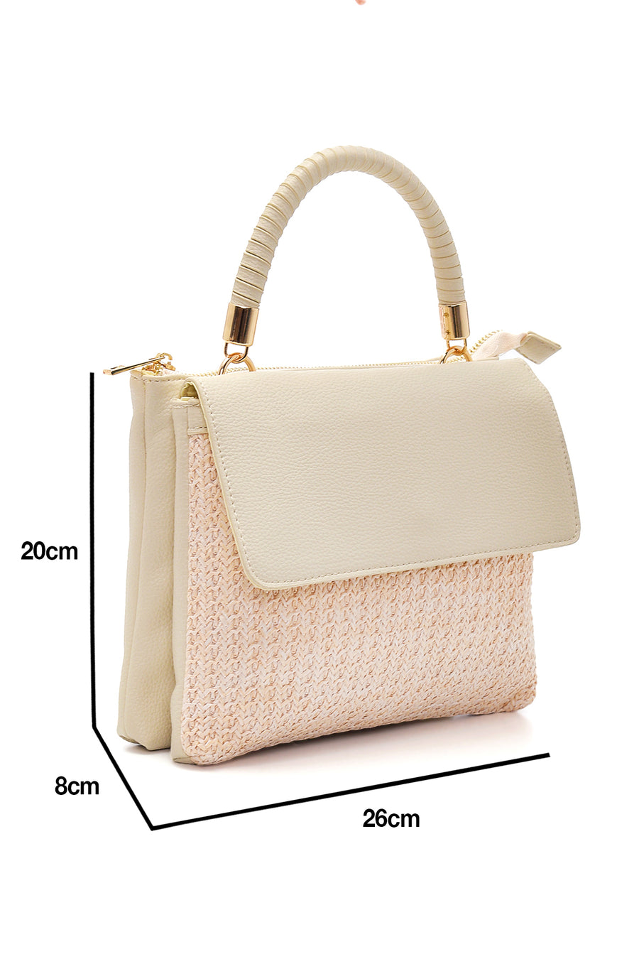 Women's Beige Straw Shoulder Bag