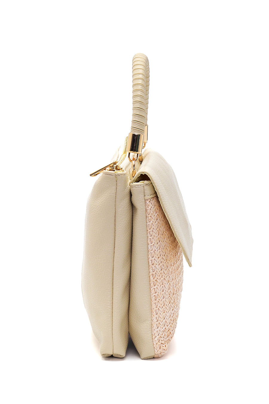 Women's Beige Straw Shoulder Bag