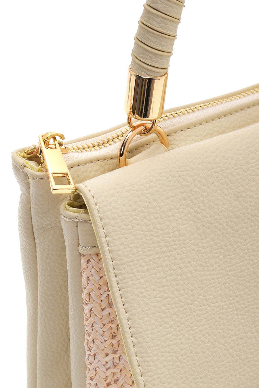 Women's Beige Straw Shoulder Bag