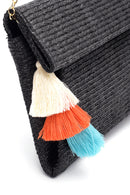 Women's Black Straw Portfolio Bag | Derimod