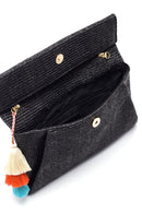Women's Black Straw Portfolio Bag | Derimod