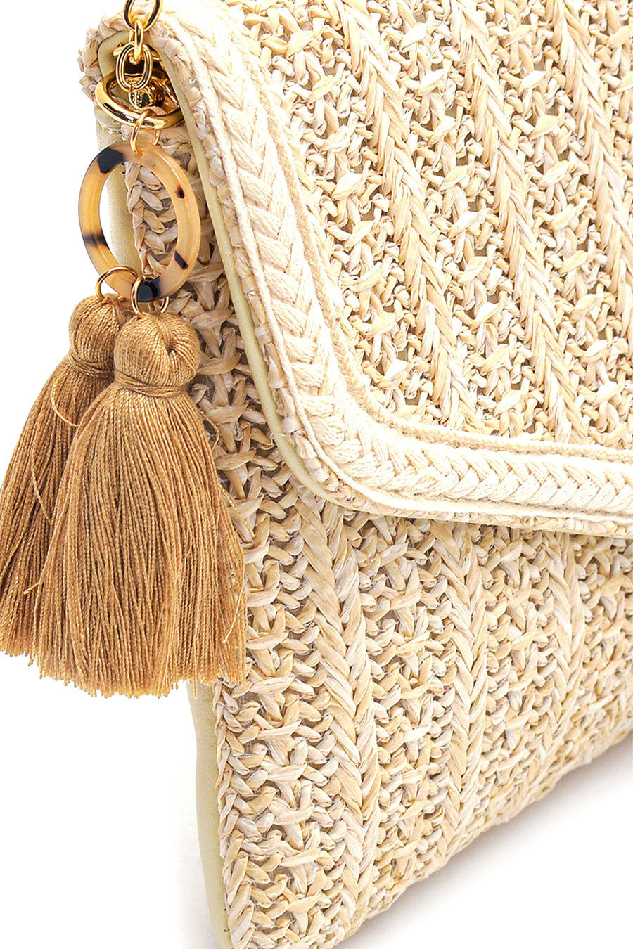 Women's Beige Portfolio with Wicker Accessories