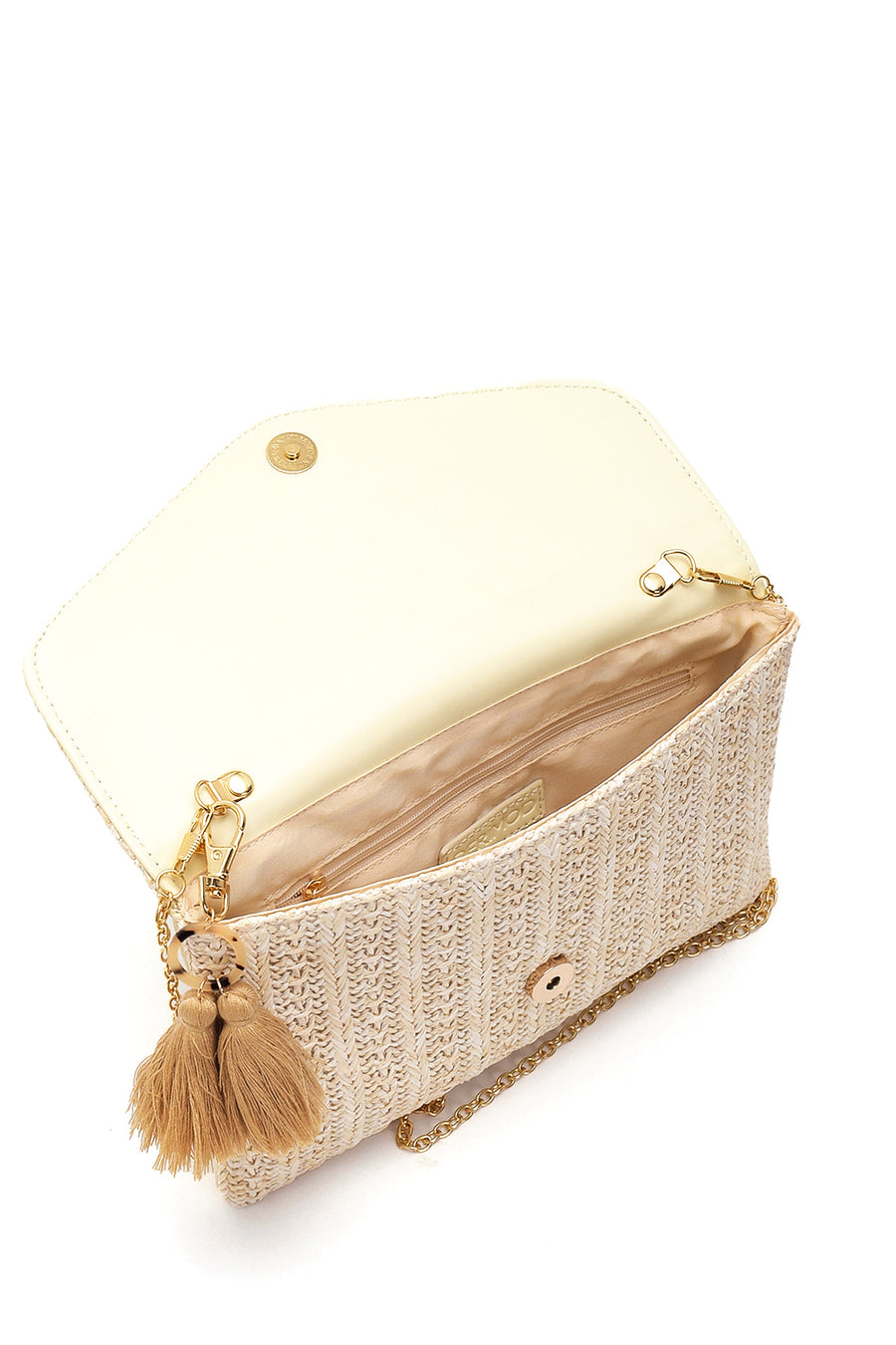 Women's Beige Portfolio with Wicker Accessories