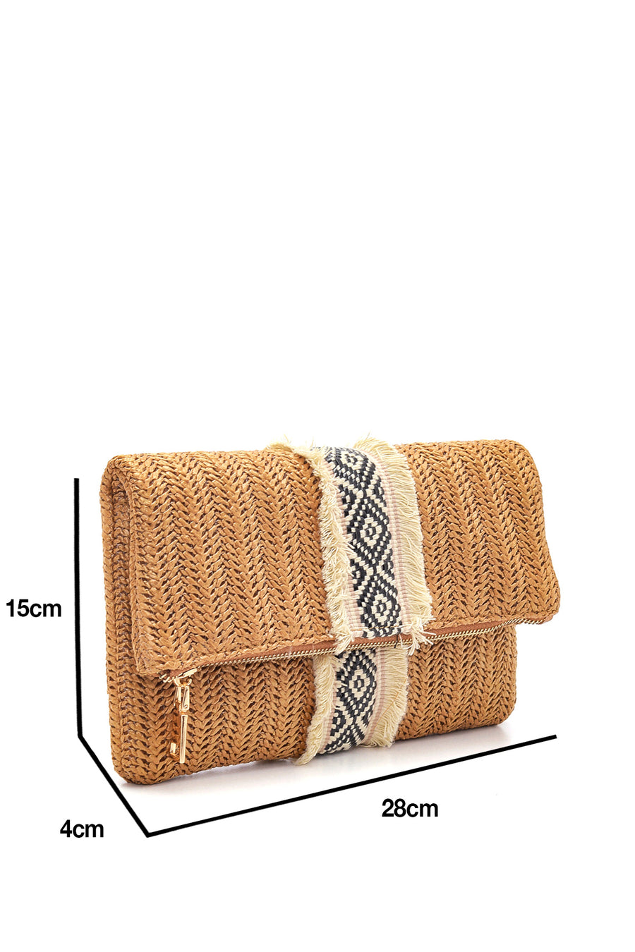 Women's Brown Straw Portfolio Bag