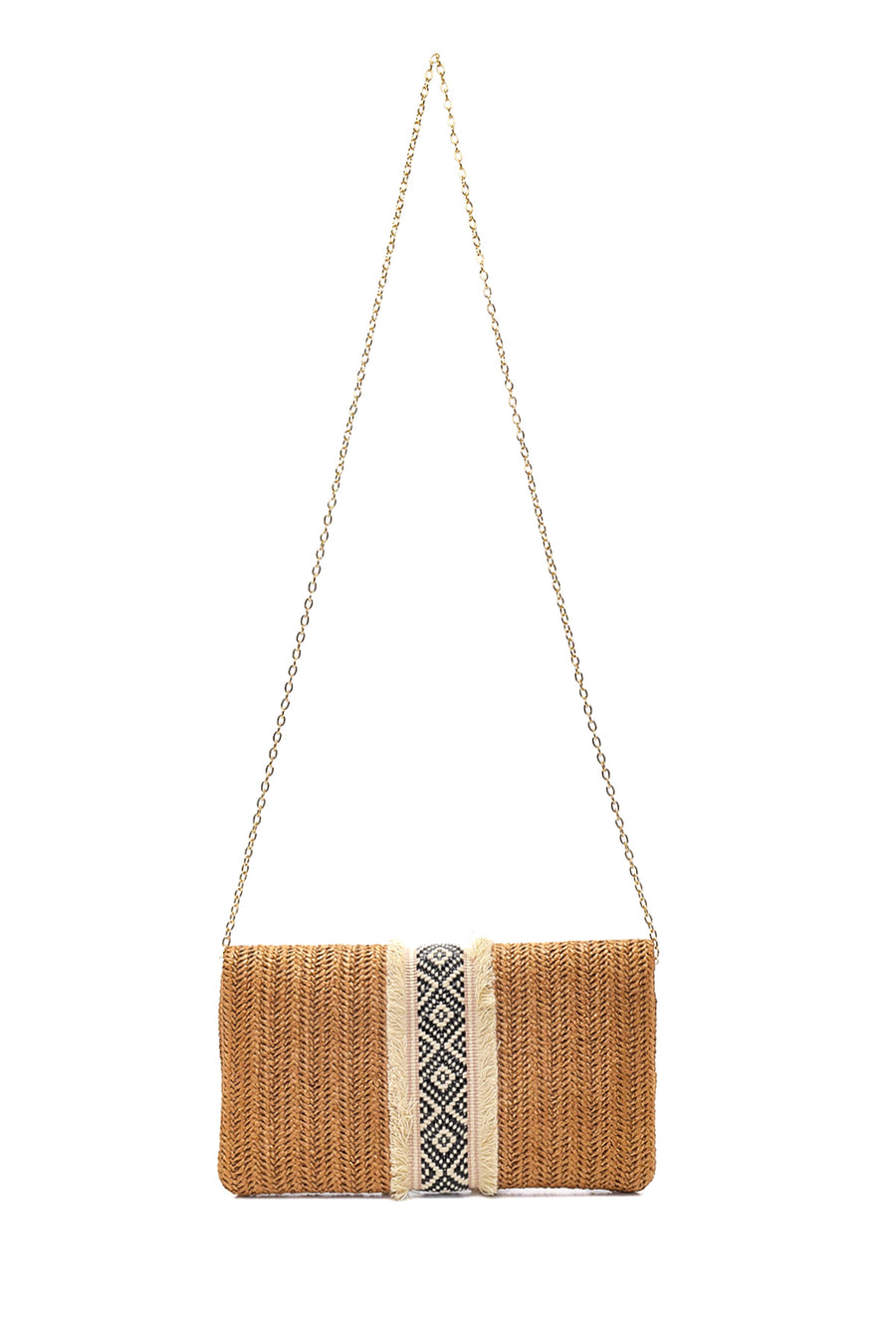 Women's Brown Straw Portfolio Bag
