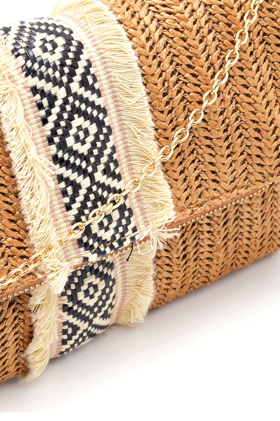 Women's Brown Straw Portfolio Bag