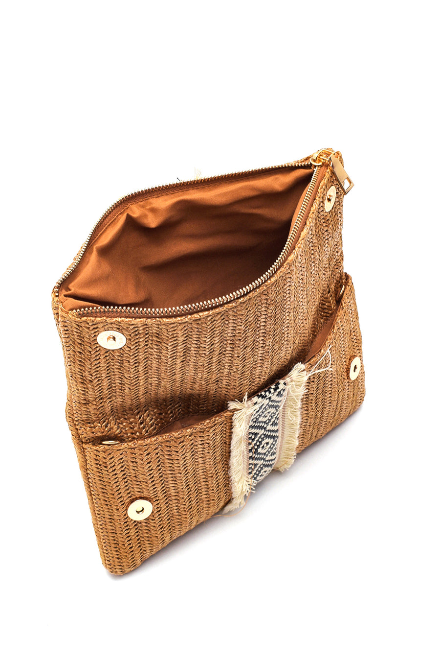 Women's Brown Straw Portfolio Bag