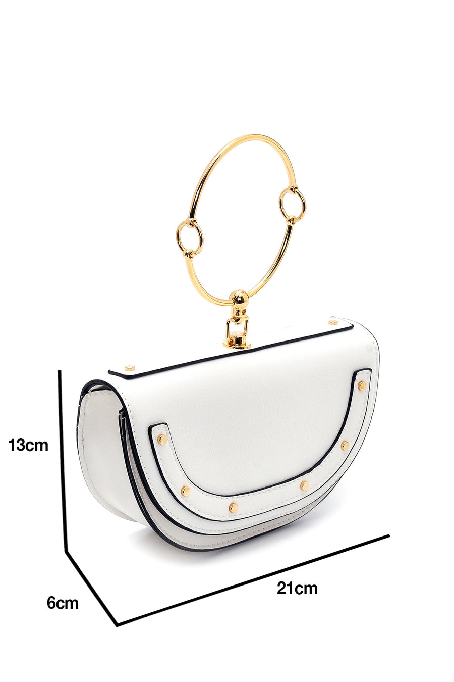 Kadın Oval Metal Detaylı El Çantası