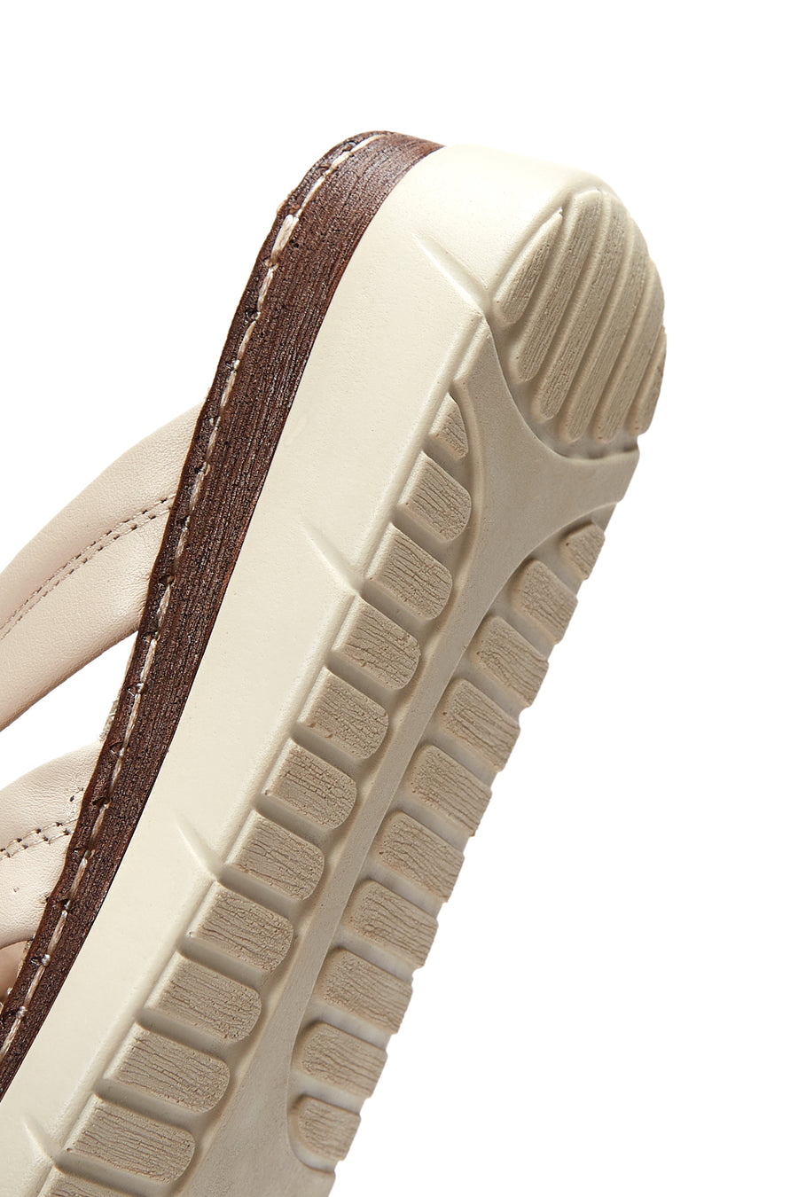 Women's Beige Leather Comfort Slippers