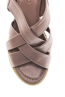 Women's Mink Leather Comfort Wedge Heel Sandals | Derimod