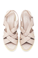 Women's Mink Leather Comfort Wedge Heel Sandals | Derimod