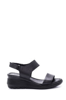 Women's Leather Comfort Wedge Heel Sandals | Derimod