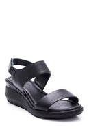 Women's Leather Comfort Wedge Heel Sandals | Derimod