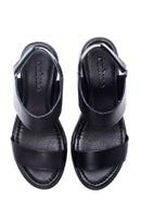 Women's Leather Comfort Wedge Heel Sandals | Derimod