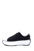 Women's Black Thick Soled Fabric Sneaker | Derimod
