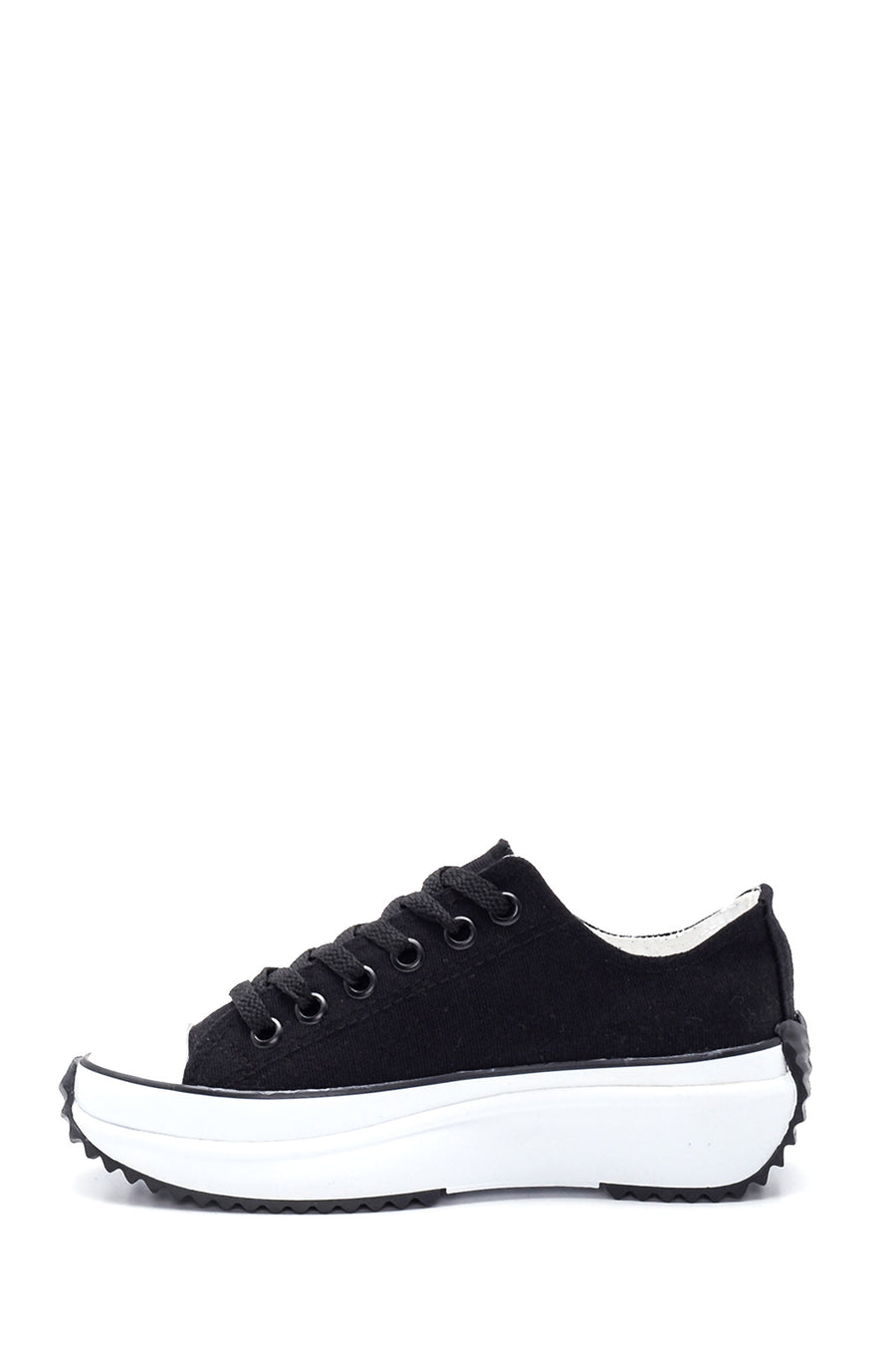 Women's Black Thick Soled Fabric Sneaker
