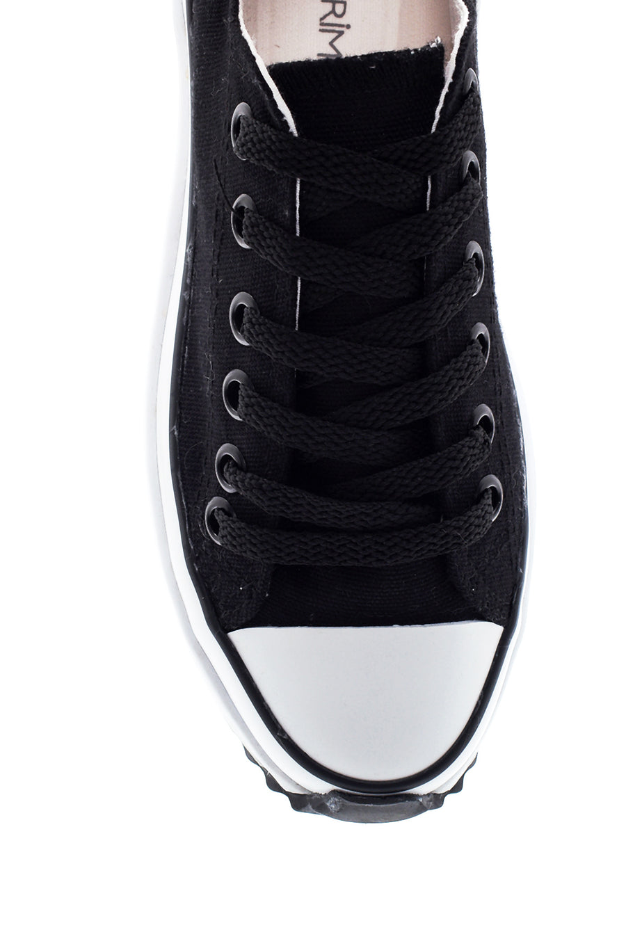 Women's Black Thick Soled Fabric Sneaker