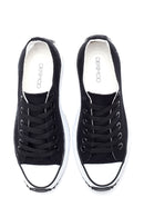 Women's Black Thick Soled Fabric Sneaker | Derimod
