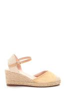 Women's Beige Suede Wedge Heel Espadrille Sandals | Derimod