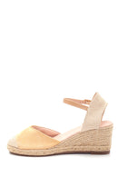 Women's Beige Suede Wedge Heel Espadrille Sandals | Derimod